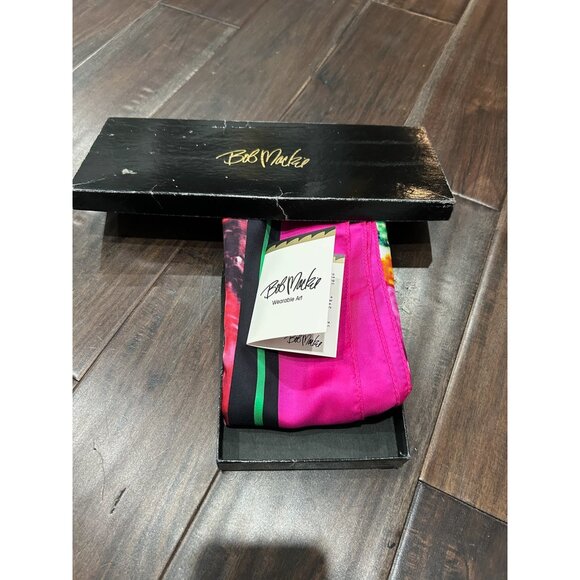 Bob Mackie Wearable Art Silk Floral Scarf One Size Wrap Shawl Lightweight NWB - Picture 5 of 11